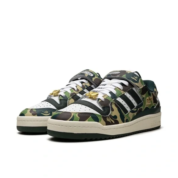 Adidas x BAPE Forum 84 Low “30th Anniversary Green Camo” Sneakers - Picture 1 of 9